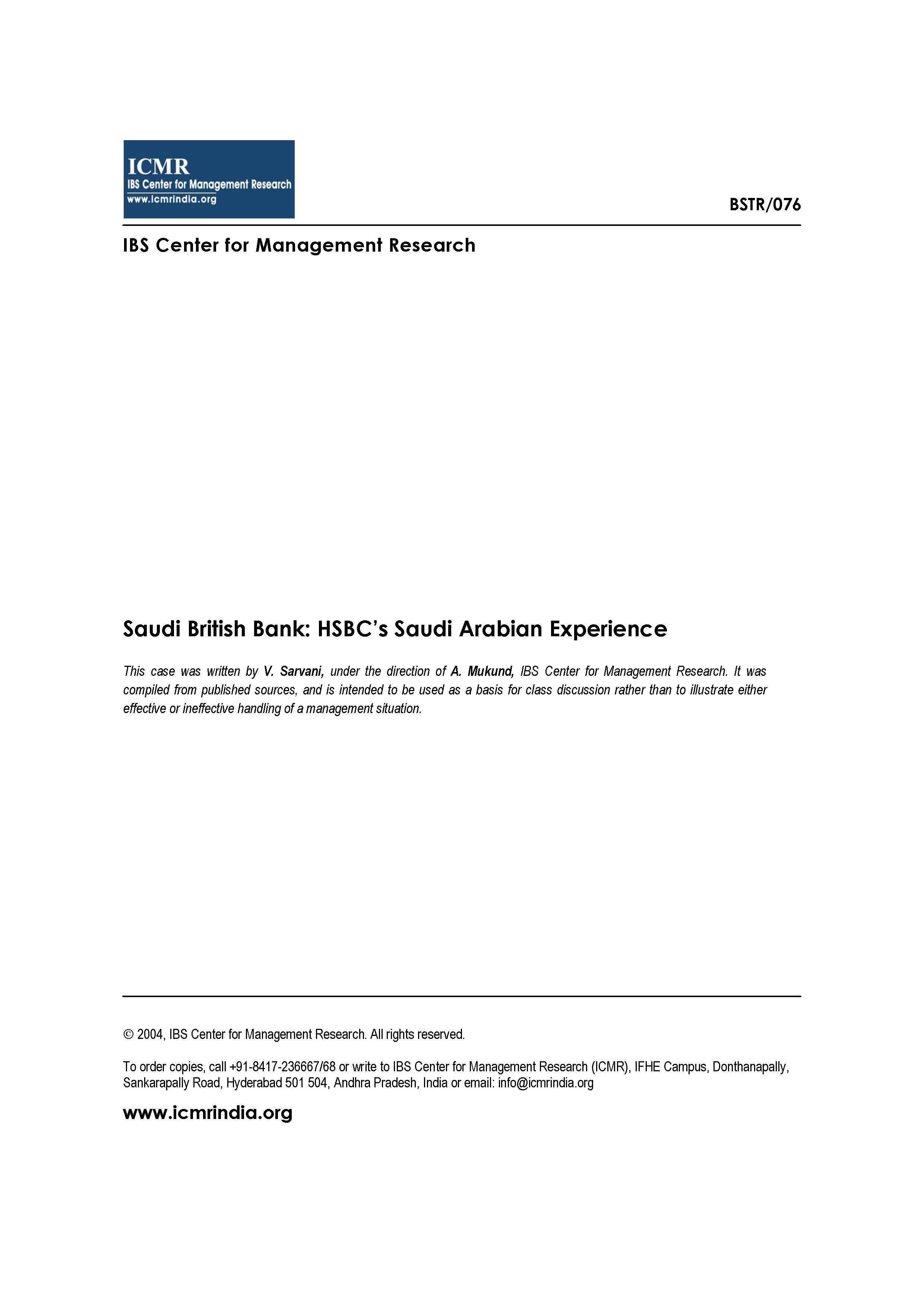 Saudi British Bank Hsbc S Saudi Arabian Experience Alexander